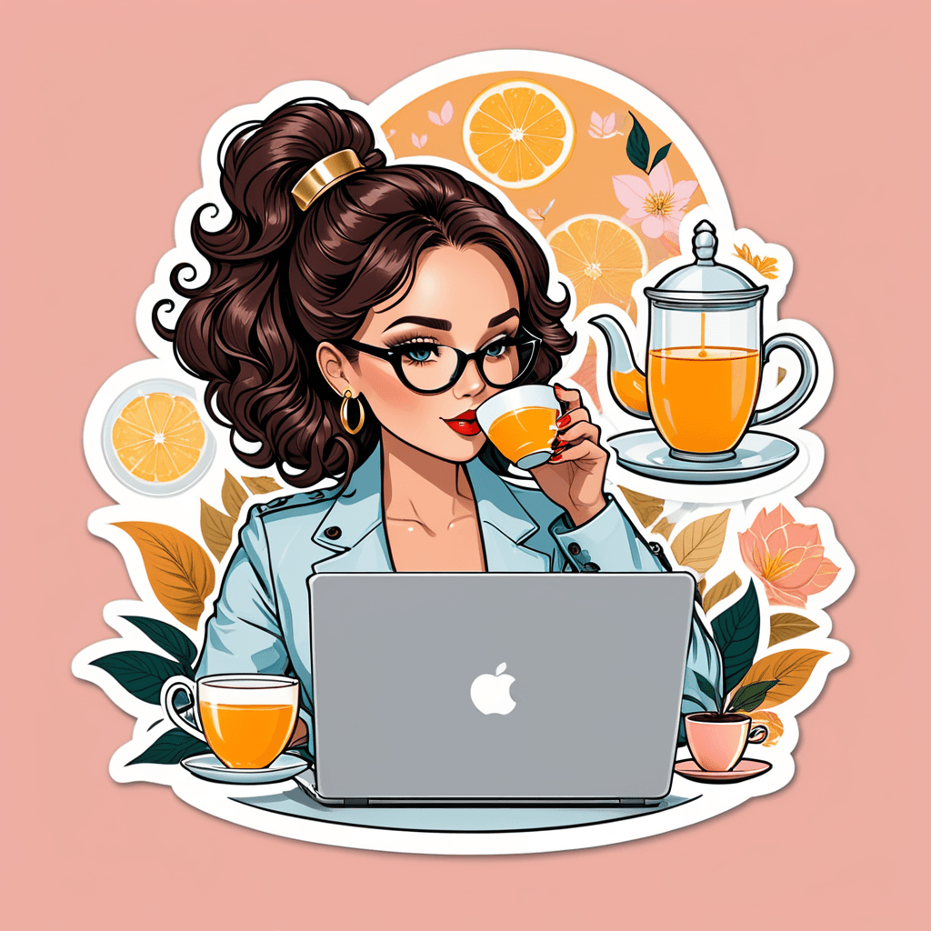 boss babe on a laptop drinking tea