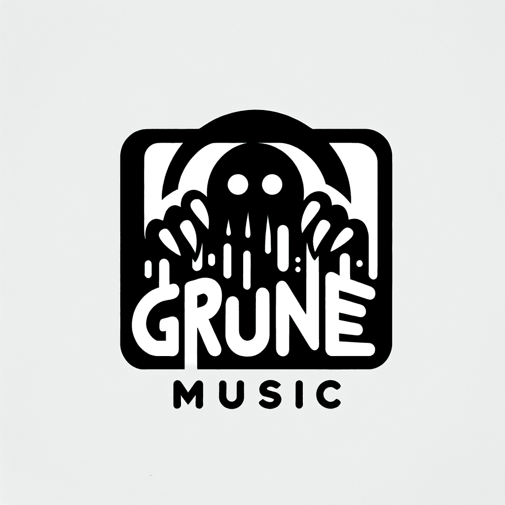 vector black and white colors horror word Gru-One music