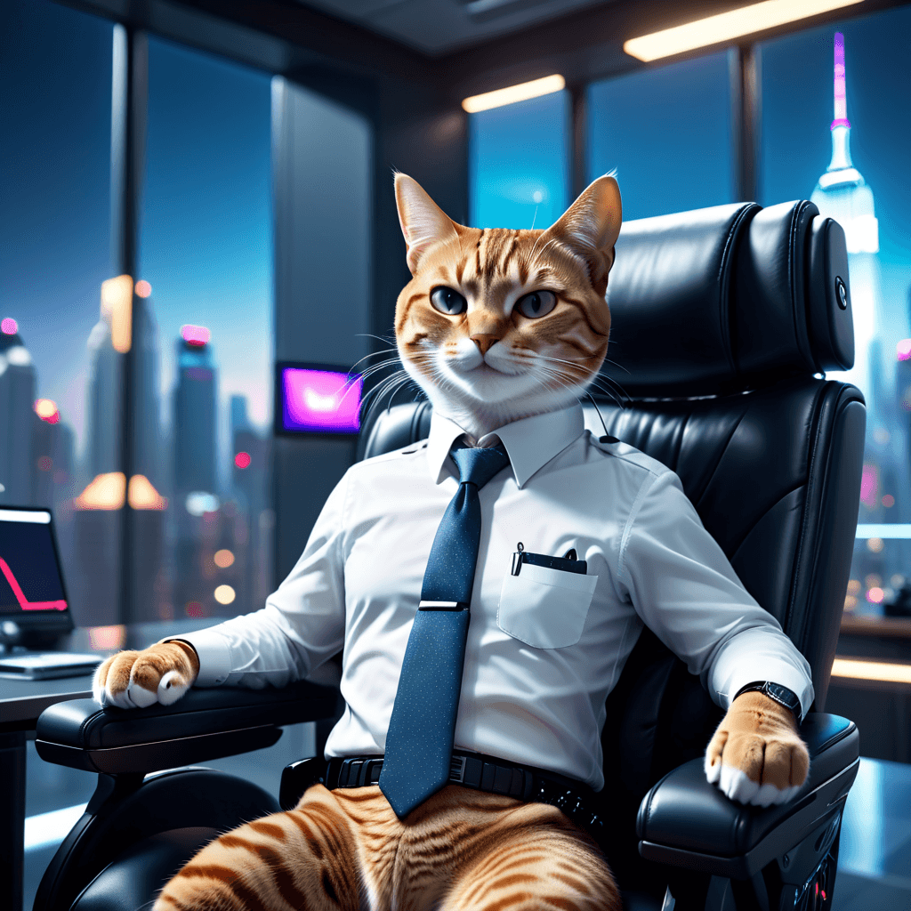 an image of a cool ceo boss cat