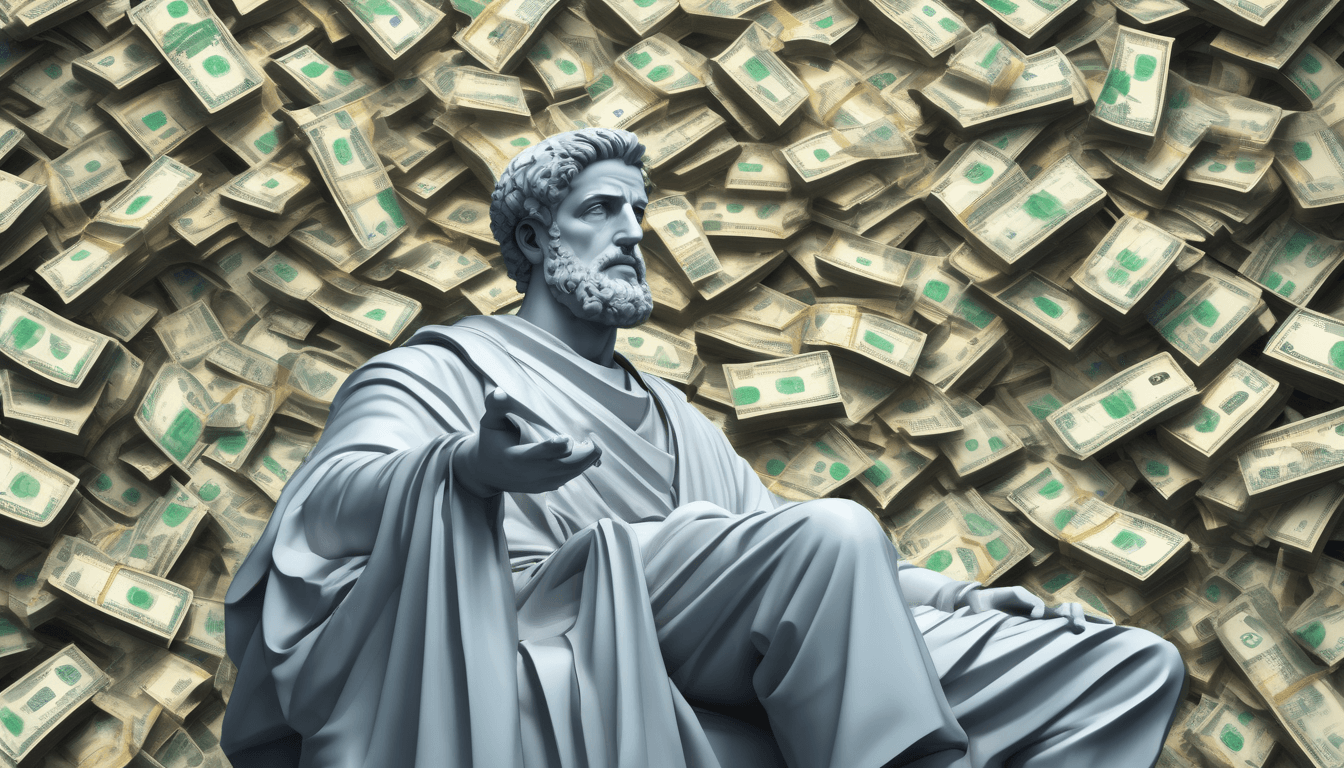 stoic money statue