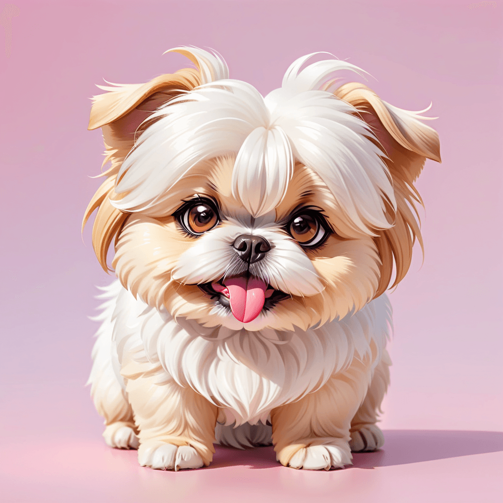 cute female dog, white fur, small, tongue out, shitzu, lhasa apso