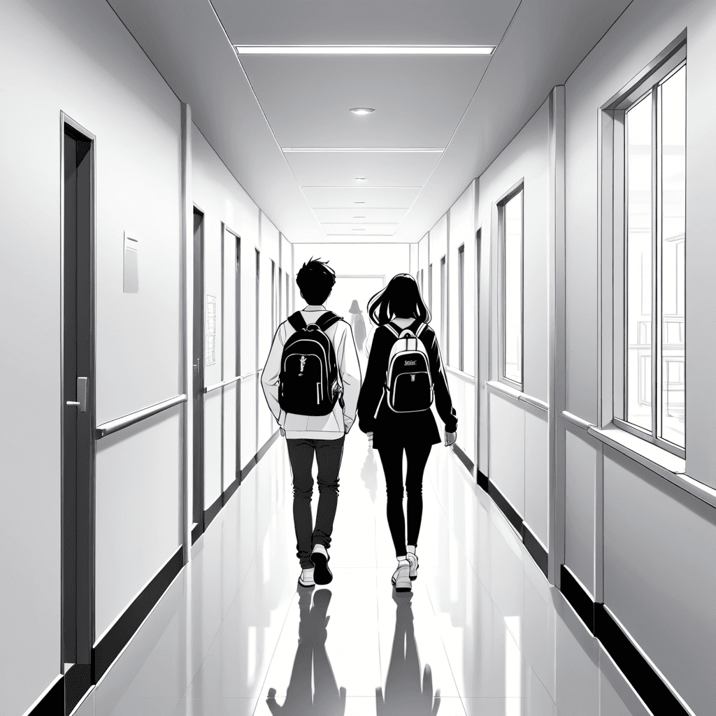 two students walking